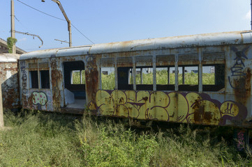 Fototapeta premium Abandoned in an old train station in Rio de Janeiro