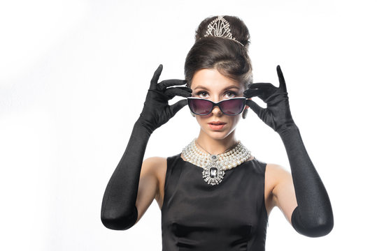 Theater and film actress wears glasses
