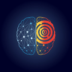 vector illustration of the brain with activity in one part