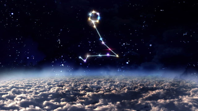the Pisces zodiac sign forming from the twinkle stars with space background