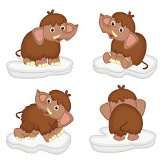 mammoth in action - vector illustration, eps