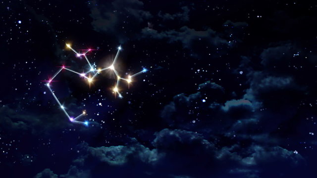 the Sagittarius zodiac sign forming from the twinkle stars with space background
