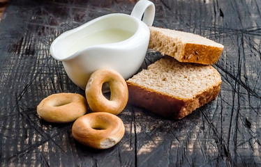 Milk with baking and bread