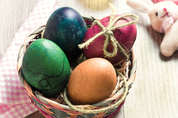 hand made painted easter eggs and bunny