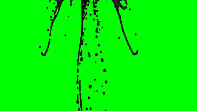Animated dripping crude oil or black oil pant against green background slow motion 3.