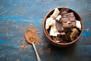 Different varieties of chocolate.
