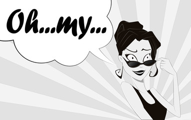 Surprised woman face with open mouth