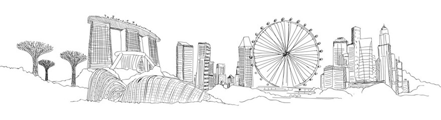 SINGAPORE panoramic sketch