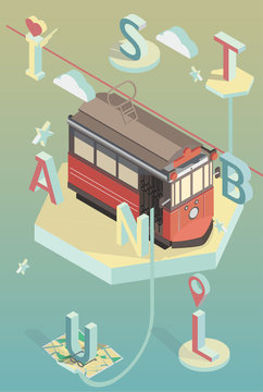 3d isometric vector illustration istanbul poster