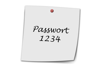 Passwort 1234 written on a memo