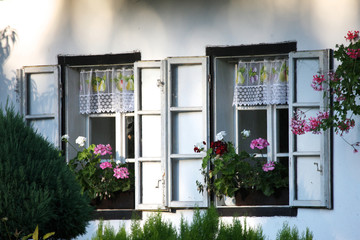 Fototapeta na wymiar In gradma's house;rural house facade