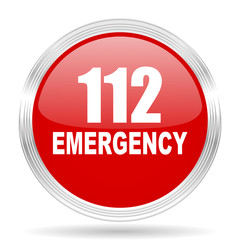 number emergency 112 red glossy circle modern web icon