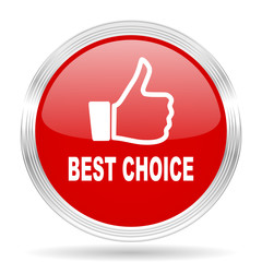 best choice red glossy circle modern web icon