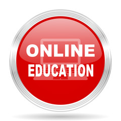online education red glossy circle modern web icon