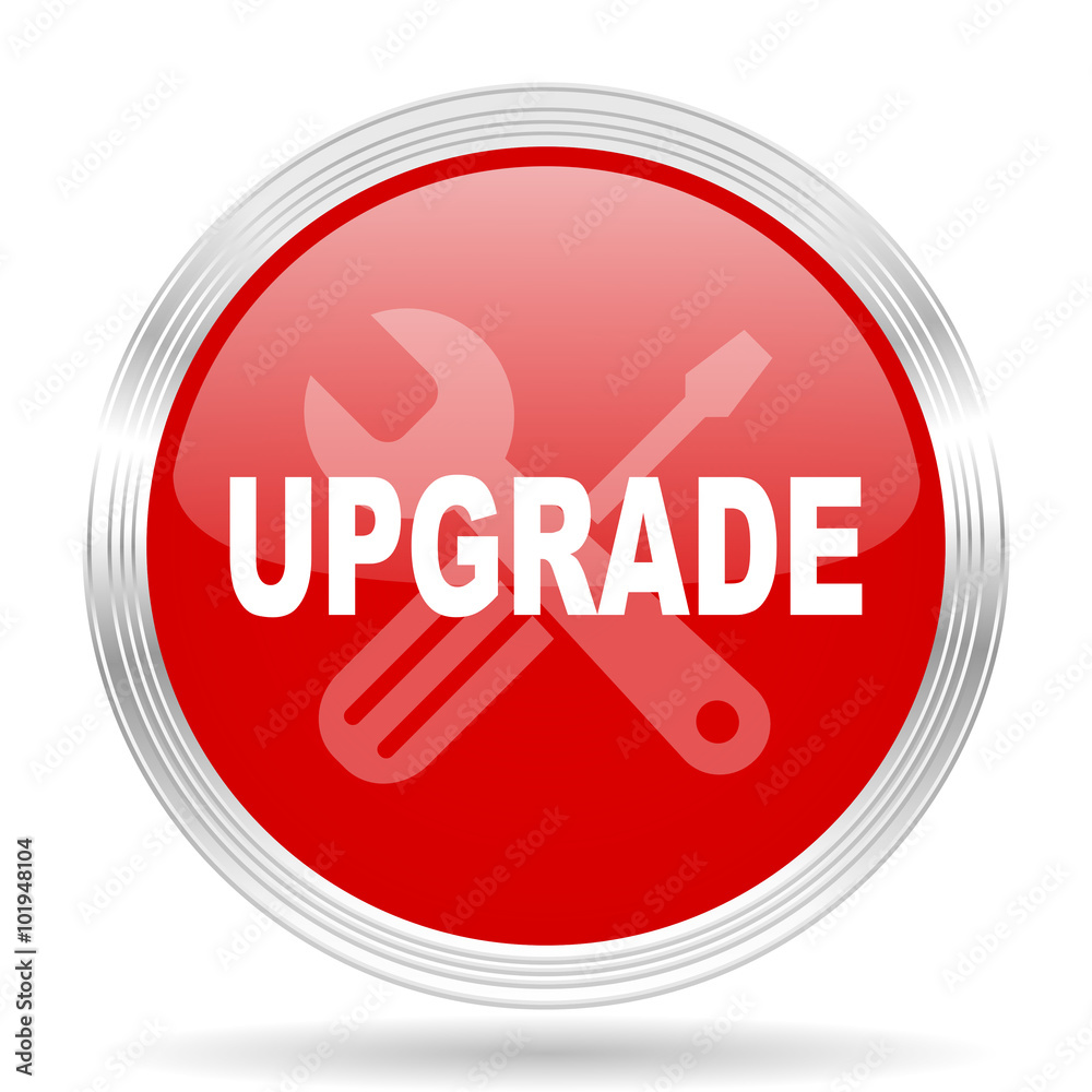 Poster upgrade red glossy circle modern web icon