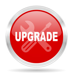 upgrade red glossy circle modern web icon