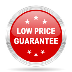 low price guarantee red glossy circle modern web icon