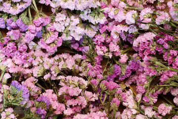 Fototapeta premium Flowers on the wooden floor