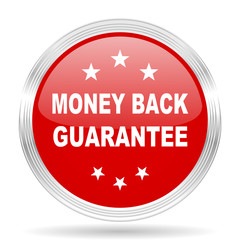 money back guarantee red glossy circle modern web icon