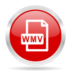 wmv file red glossy circle modern web icon