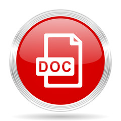 doc file red glossy circle modern web icon