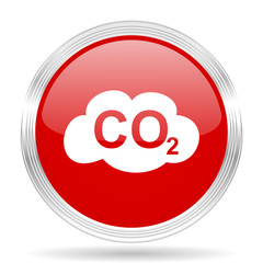 carbon dioxide red glossy circle modern web icon