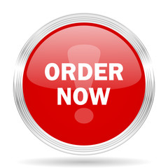 order now red glossy circle modern web icon