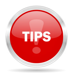 tips red glossy circle modern web icon