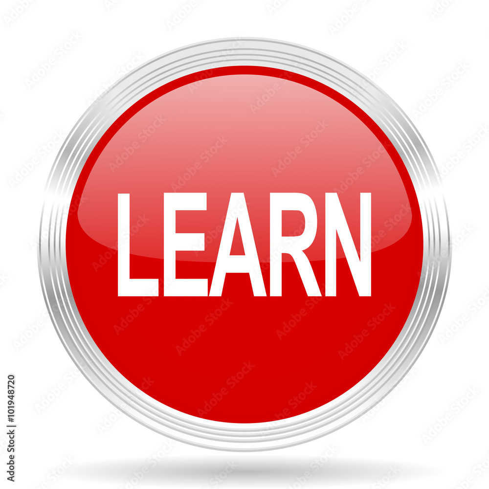 Poster learn red glossy circle modern web icon