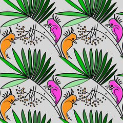 Seamless pattern with palm  leaves 