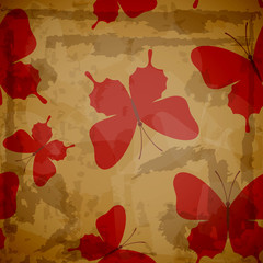 Grunge background with butterflies.