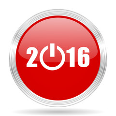 year 2016 red glossy circle modern web icon
