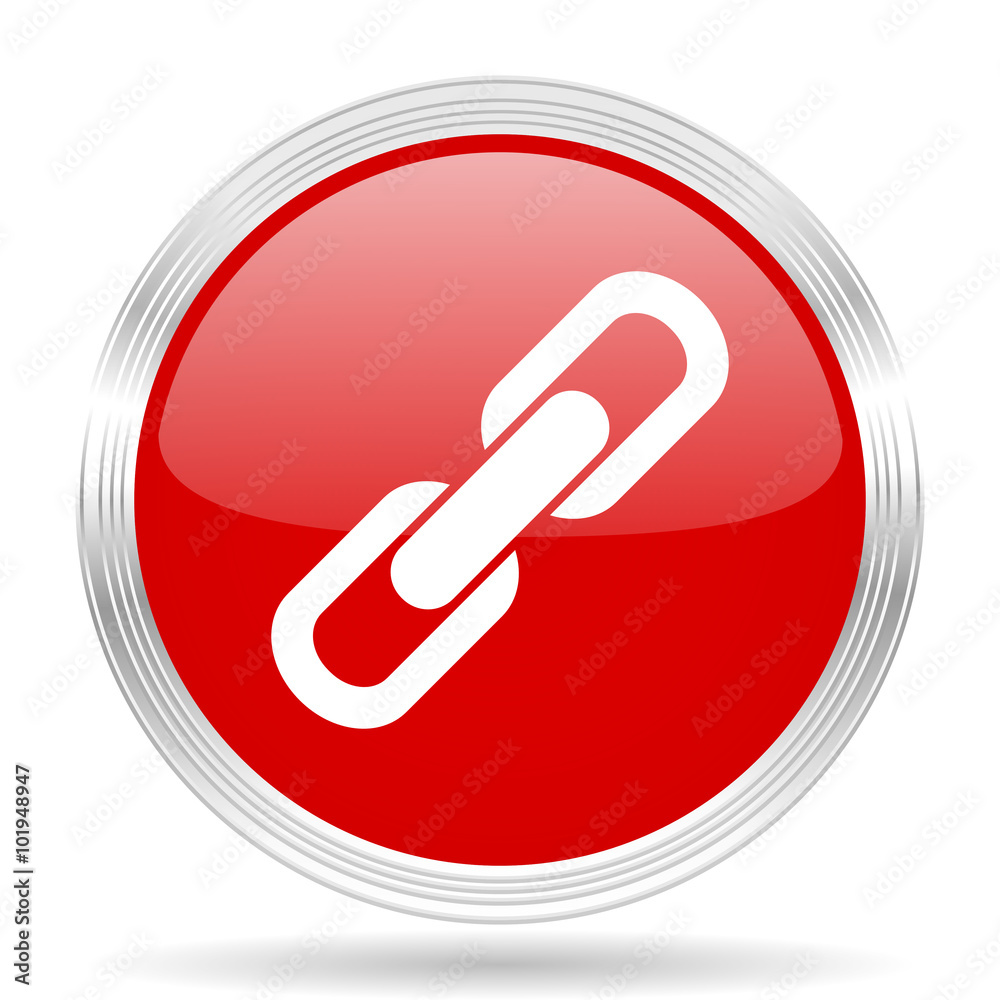 Poster link red glossy circle modern web icon