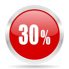 30 percent red glossy circle modern web icon