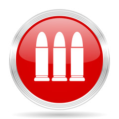 ammunition red glossy circle modern web icon