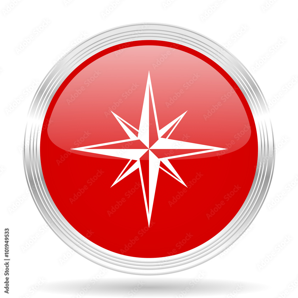 Poster compass red glossy circle modern web icon