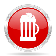 beer red glossy circle modern web icon