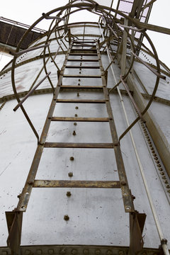Looking Up The Ladder Of A Grain Bin