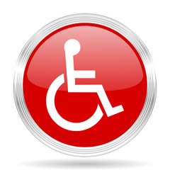 wheelchair red glossy circle modern web icon