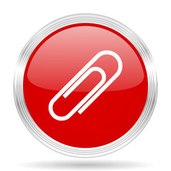 paperclip red glossy circle modern web icon