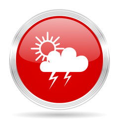 storm red glossy circle modern web icon