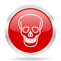 skull red glossy circle modern web icon