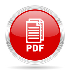 pdf red glossy circle modern web icon,