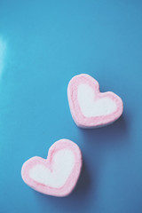Fototapeta premium Heart of pink marshmallows