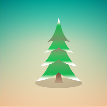 vector flat style colored illustration pine tree
