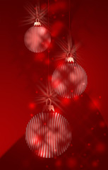 Obraz premium Three Red and White Christmas Bauble Decorations
