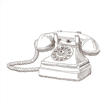 vector sketch hand drawing antique telephone illustration