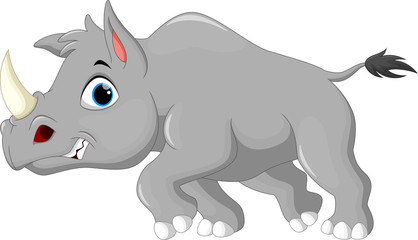 Cute angry rhino cartoon