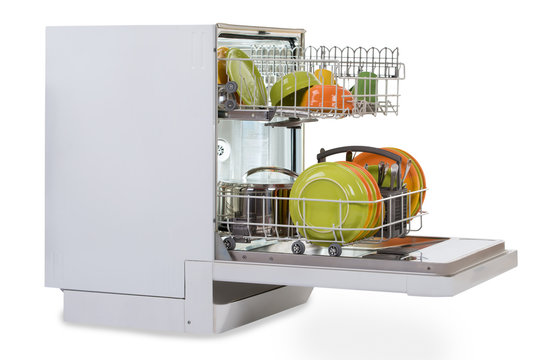 Dishwasher Against White Background