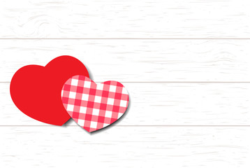 Love hearts on wooden texture background, valentines day card concept